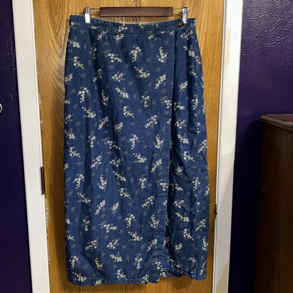 Vintage Liz Claiborne Lizwear Cotton Wrap Skirt Size 14 - Picture 2 of 6